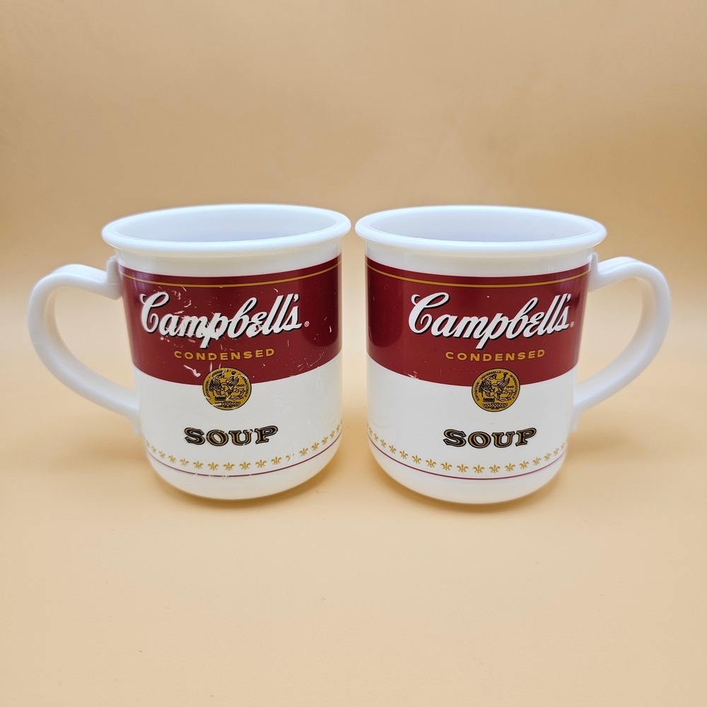 Campbell's Soup Plastic Mugs Set of 2 Iconic‎ Pop Art Design Coffee Tea Cups